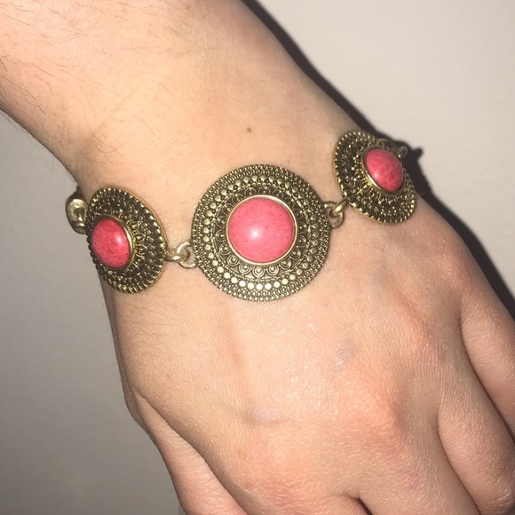 Lucky Brand gold bracelet coral stones - Picture 2 of 7